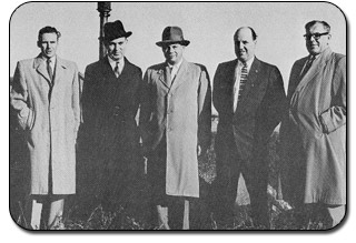 From Left to Right - W. Chester S. MacDonald, Dr Hubert B. McNeill, G. Keith Pickard, G. Lorne Monkley, and Henry W. Wedge